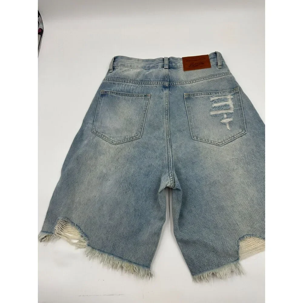 Aelfric Eden Rhinestone Application Jorts Rhinestones Sz 26 Relaxed Fit Denim